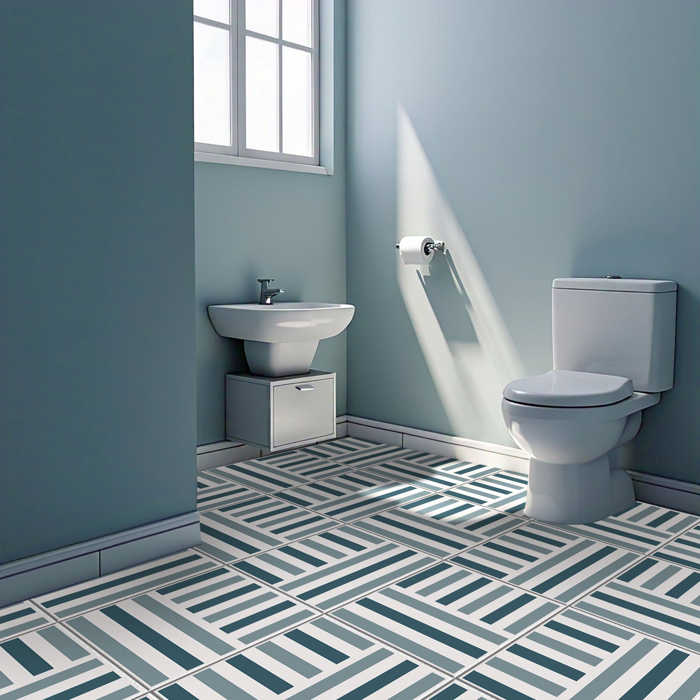 Coastal Stripes Tile Stickers | Peel and Stick Kitchen, Bathroom, Wall Tile Decals | Antiskid Floor Tile Stickers | Free Shipping