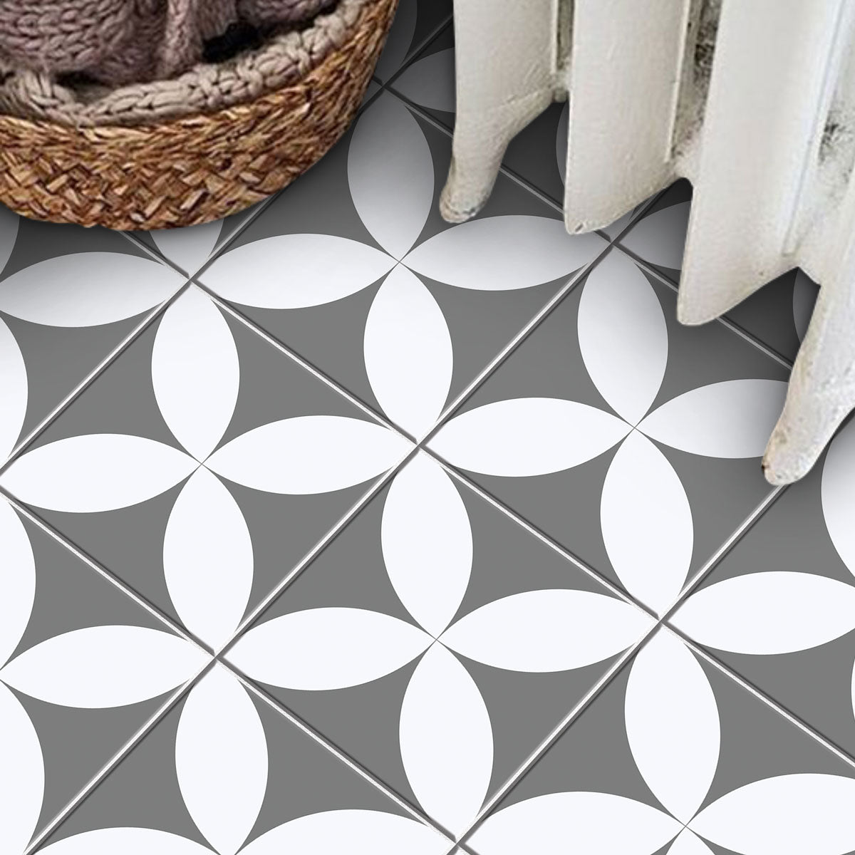 Neo Flora Tile Sticker |  Peel and Stick Kitchen, Bathroom, Wall Backsplash Tile Vinyl Decals | Antiskid Floor Tile Stickers