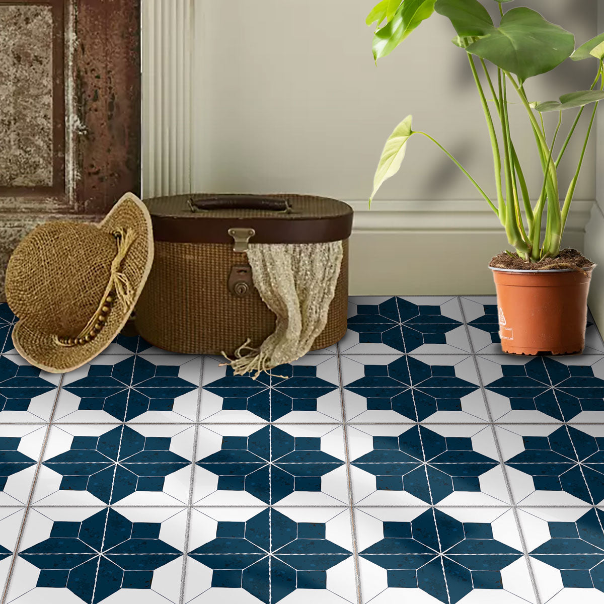 Moroccan Blue Petal Tile Sticker | Backsplash Tile Decals | Peel and Stick Kitchen, Wall Floor Tile Decals | Free Shipping