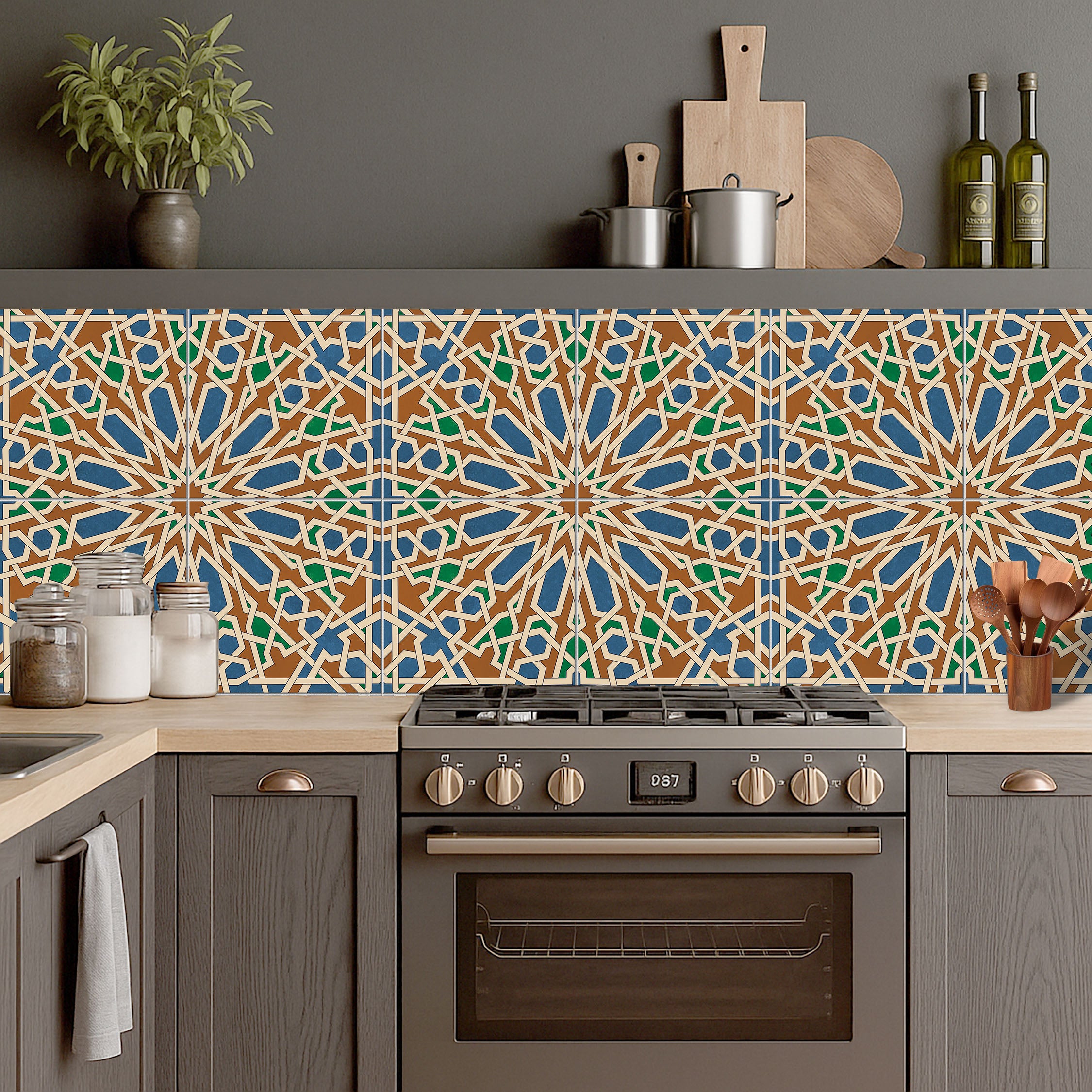 Star Arabesque Tile Sticker Tile Stickers | Wall, Floor, Kitchen, Bathroom & Backsplash Tile Decal | Waterproof Easy to Remove