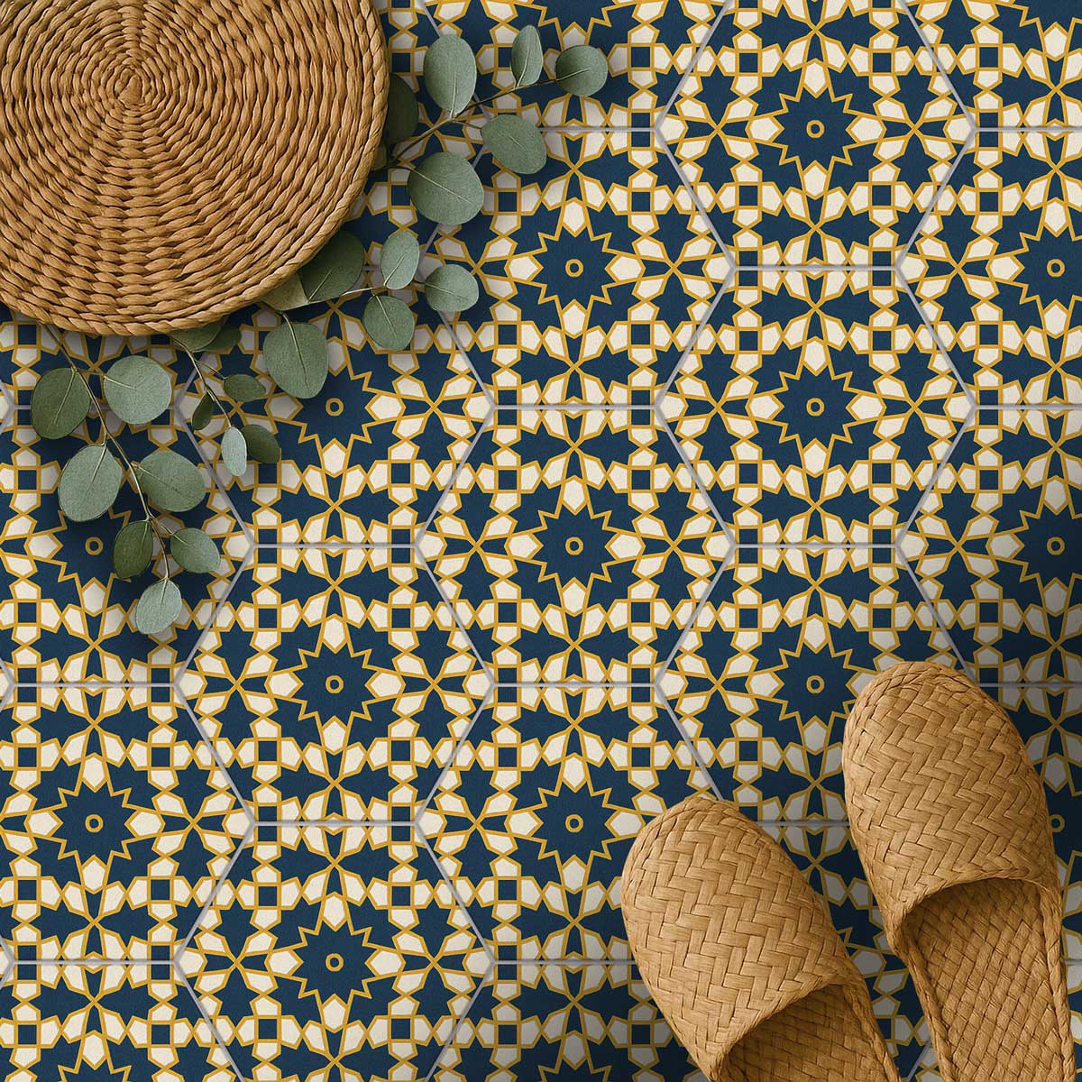 Hexa Fusion Geo Tile Stickers | Hexagon Peel and stick Tile Vinyl Decals for Kitchen, Bathroom, Wall | Antiskid Floor Tile Stickers