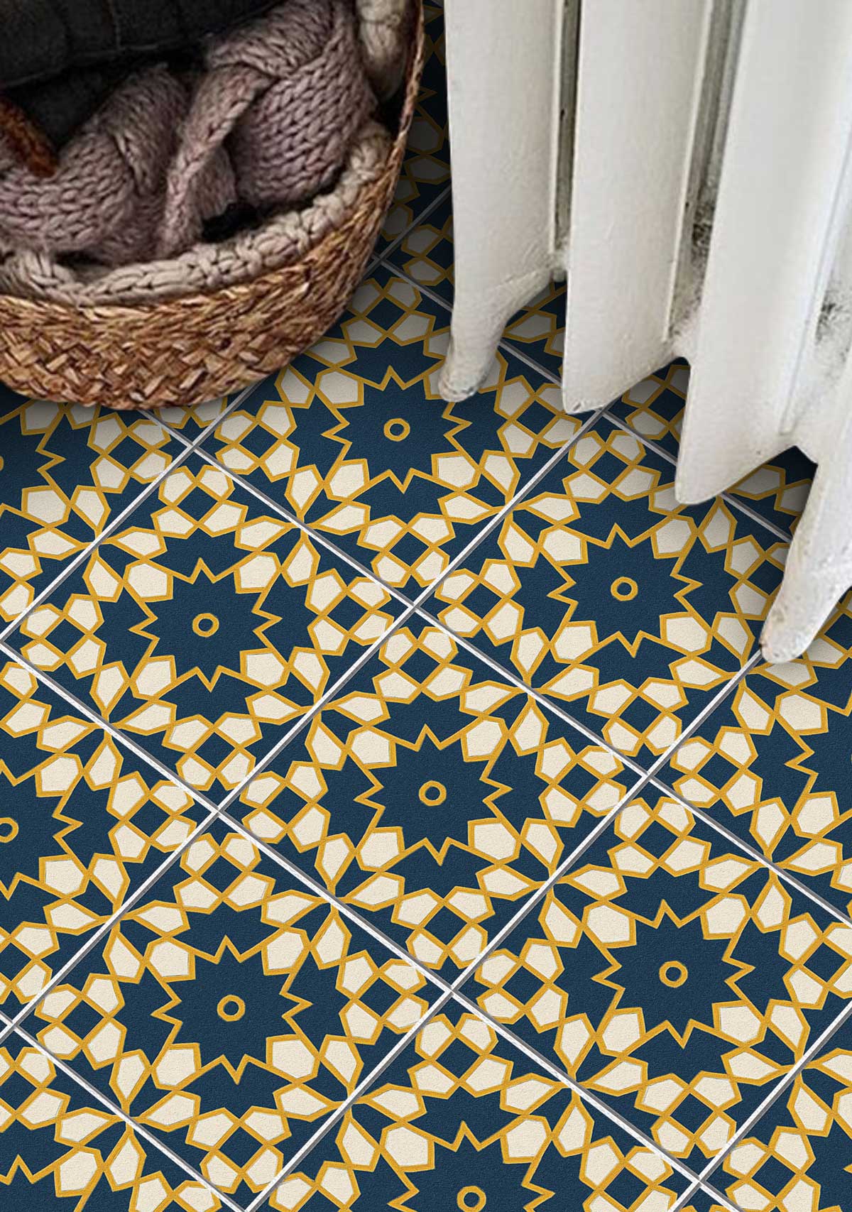 Fusion Geo Tile Stickers | Peel and stick Kitchen, Bathroom, Wall Backsplash Tile Vinyl Decals | Antiskid Floor Tile Stickers