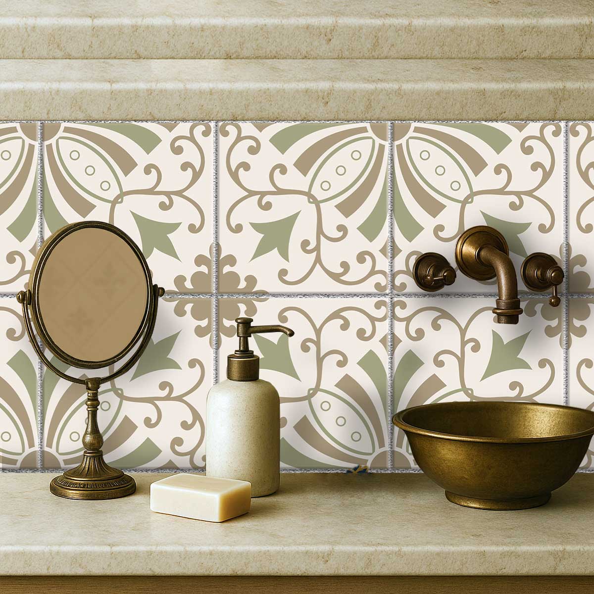 Heritage Soft Willow Tile Stickers | Bathroom Kitchen Floor Wall Hand Crafted Stickers | Easy to Removable | Free Shipping