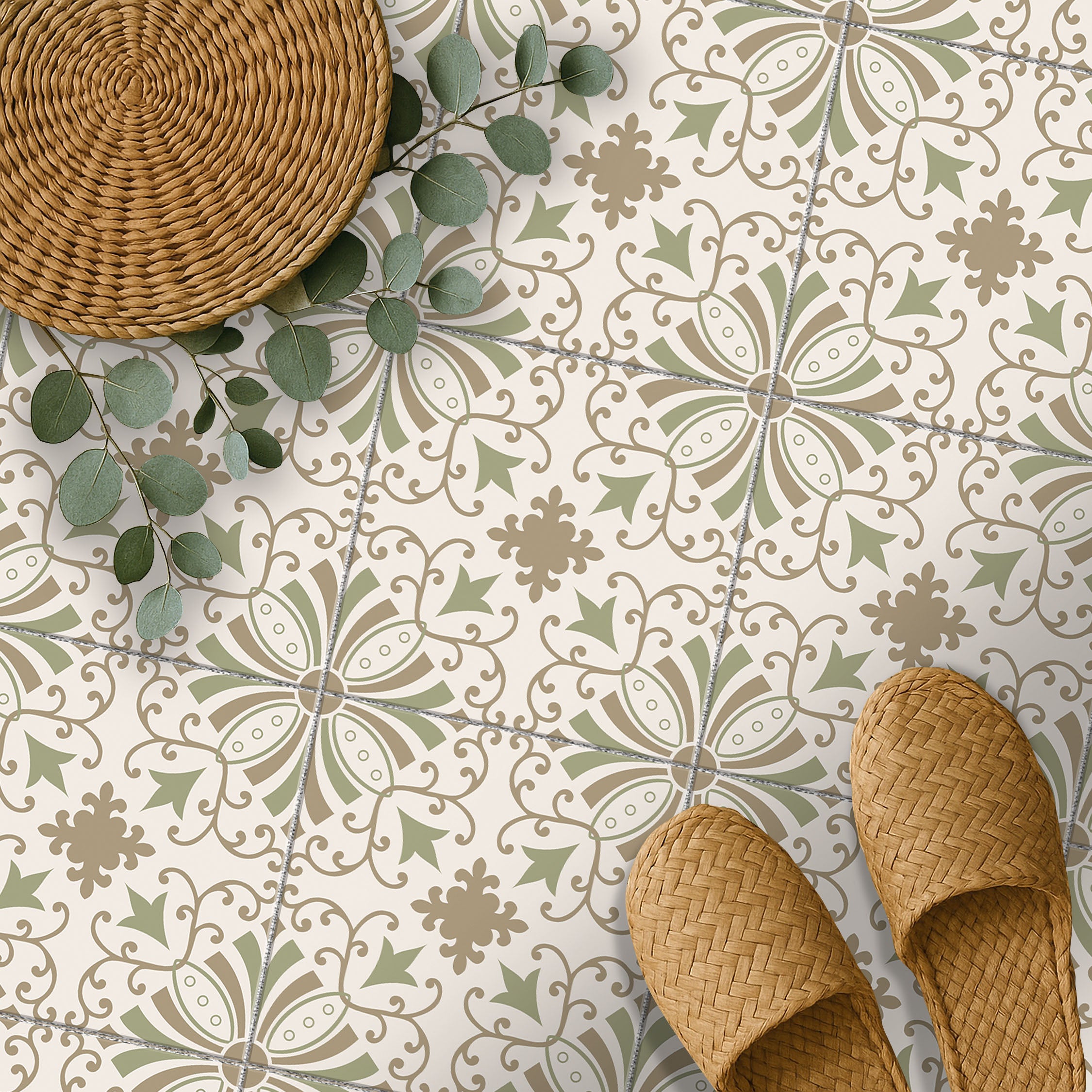 Heritage Soft Willow Tile Stickers | Bathroom Kitchen Floor Wall Hand Crafted Stickers | Easy to Removable | Free Shipping
