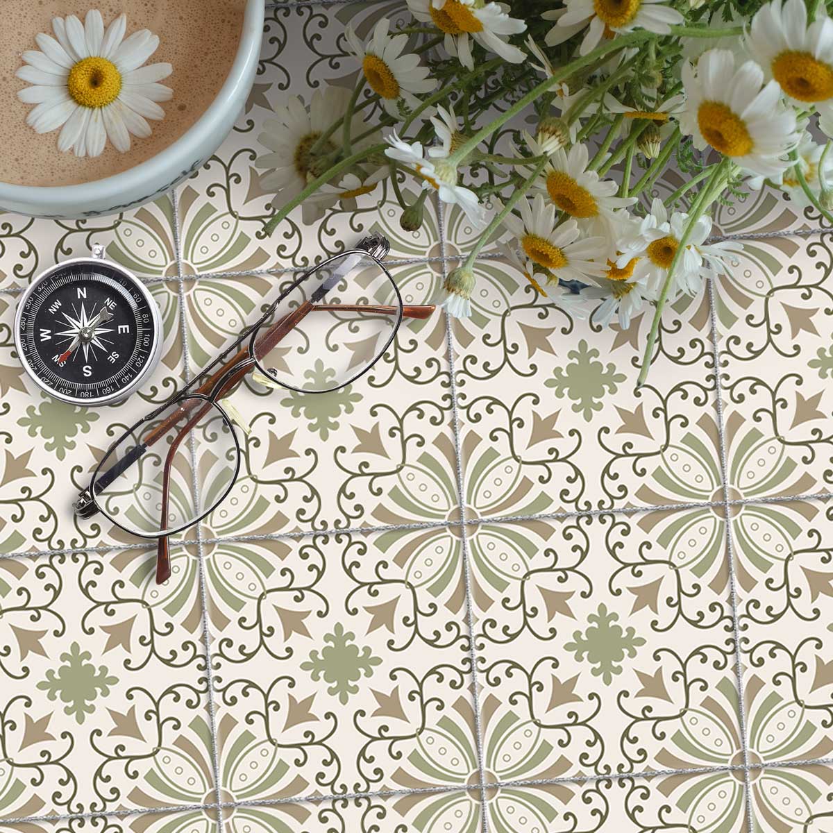Heritage Soft Willow Tile Stickers | Bathroom Kitchen Floor Wall Hand Crafted Stickers | Easy to Removable | Free Shipping