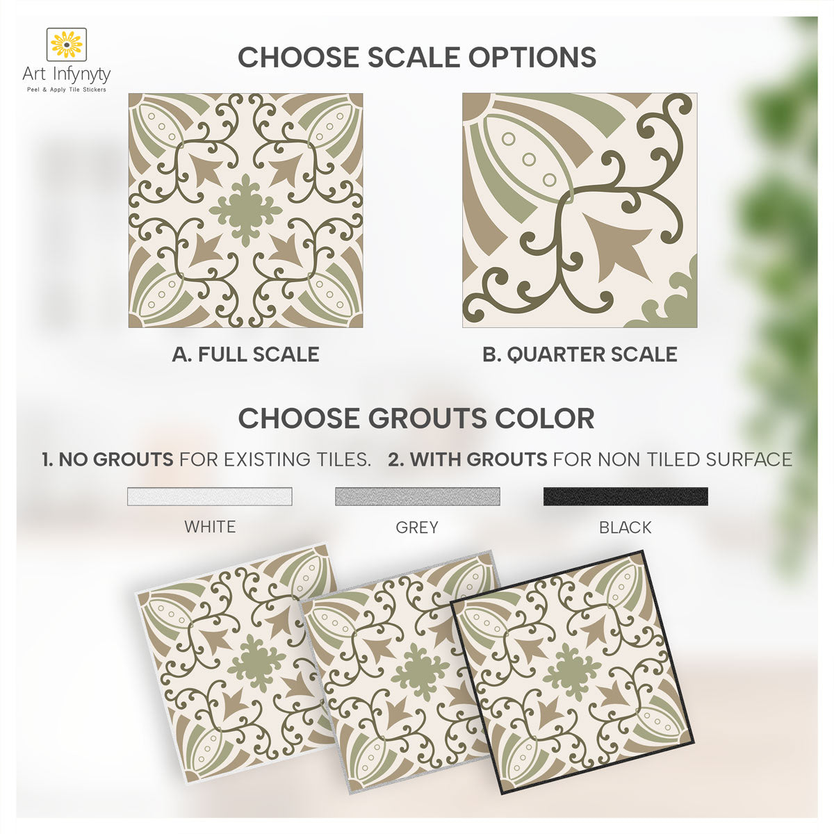 Heritage Soft Willow Tile Stickers | Bathroom Kitchen Floor Wall Hand Crafted Stickers | Easy to Removable | Free Shipping