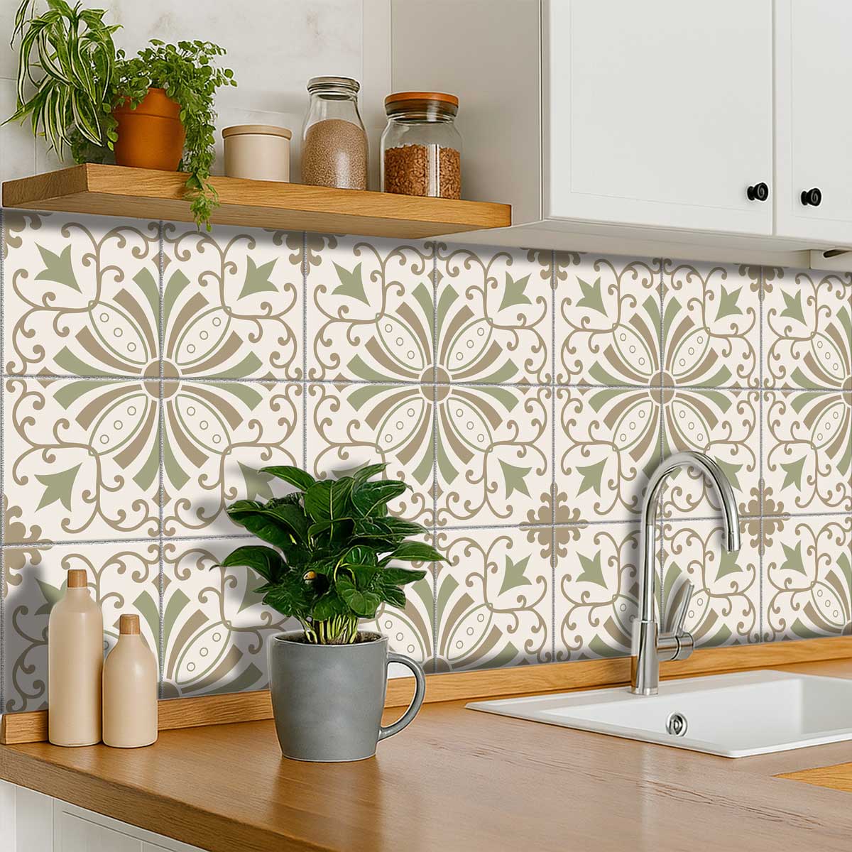Heritage Soft Willow Tile Stickers | Bathroom Kitchen Floor Wall Hand Crafted Stickers | Easy to Removable | Free Shipping