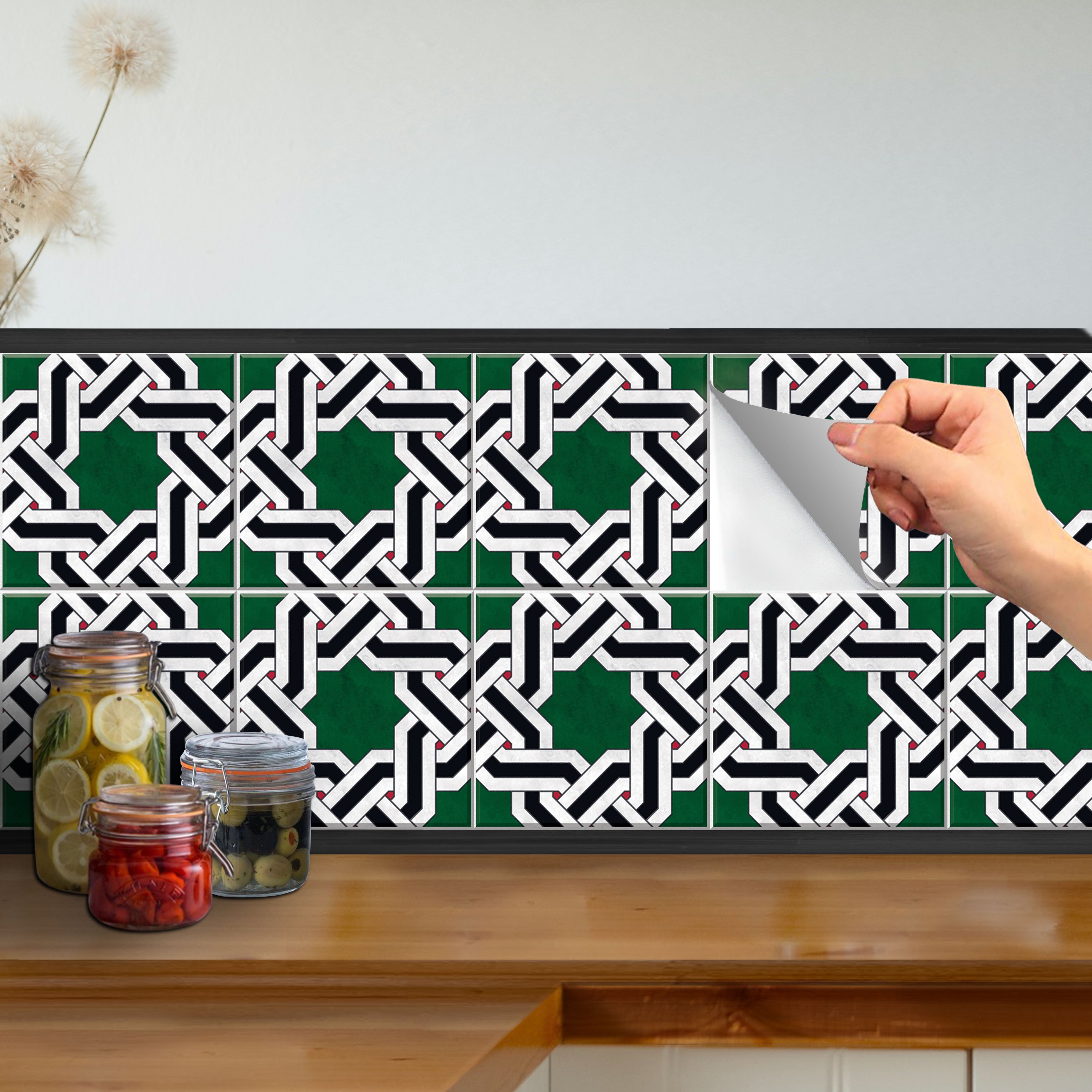 Ottoman Knot Floor Tile Stickers | Peel and Stick Kitchen Bathroom Wall Backsplash Tile Vinyl Decals | Removable Tile Vinyl