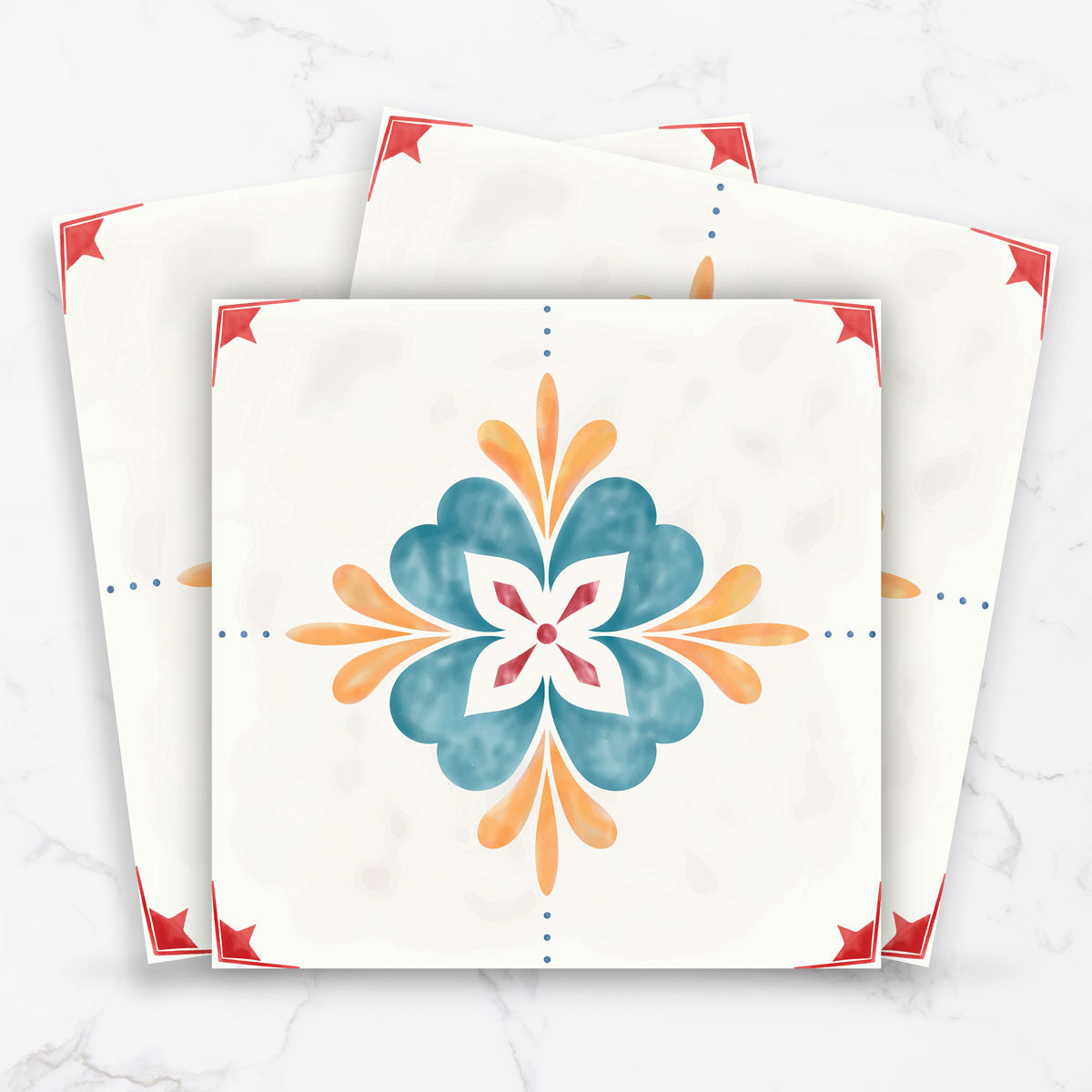 Peel and Stick Mandala Tile Stickers | Backsplash Tile Vinyl| Kitchen, Wall, Bathroom Tile Decals | Antiskid Floor Tile Stickers