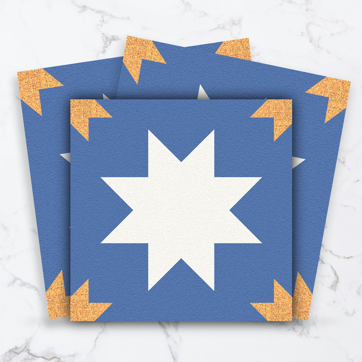 Peel and Stick Blue & Gold Star Texture Tile Vinyl | Kitchen Bathroom Floor Tile Vinyl ecals | Backsplash Stickers | Removable