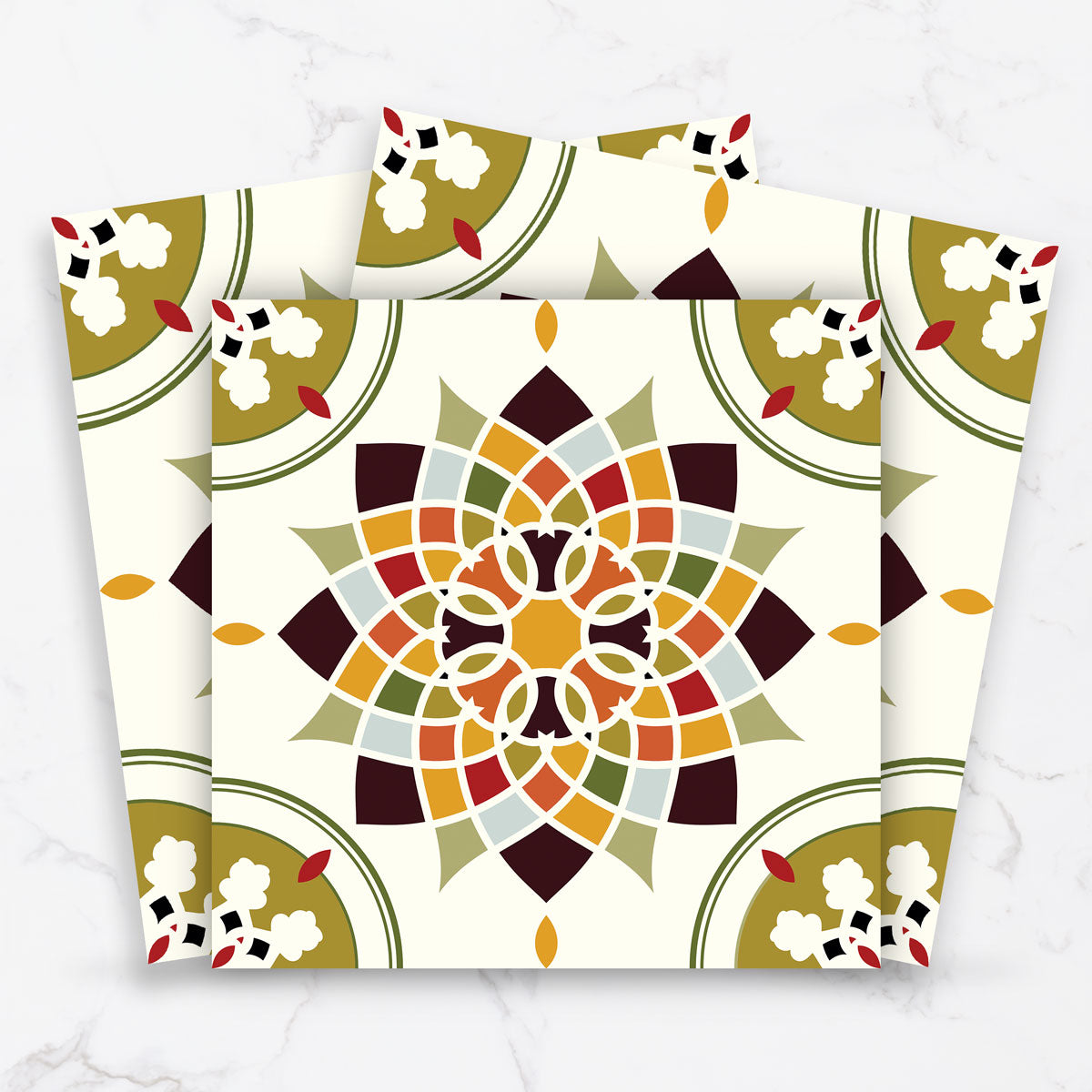 Vintage Festive Tile Stickers | Kitchen, Bathroom, Wall and Floor Tile Decals | Backsplash Tile Decals | Free Shipping