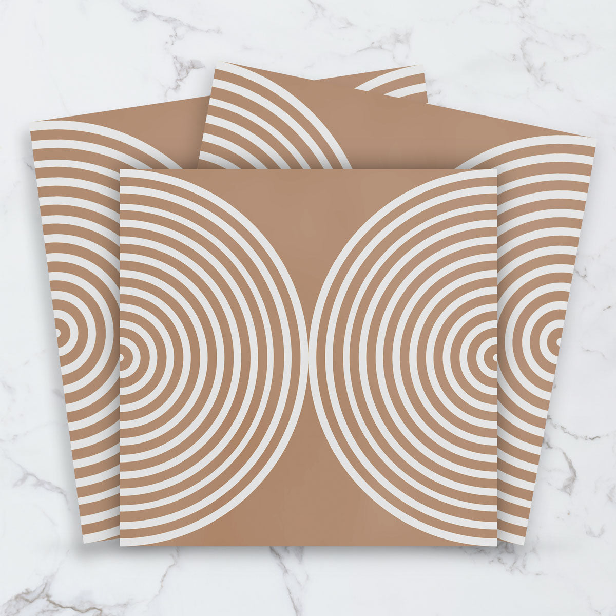 Dual Orbit Desert Beige Tile Stickers | Peel and Stick Kitchen, Bathroom, Wall Tile Vinyl | Antiskid Floor Tile Stickers | Removable