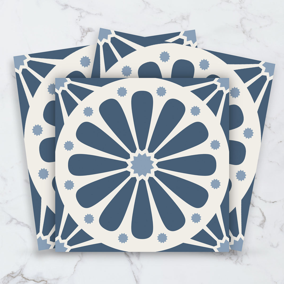 Blue Celestial Wheel Backsplash Tile Stickers | Peel and Stick Kitchen, Bathroom Wall Tile Vinyl Decals | Removable | Free Shipping