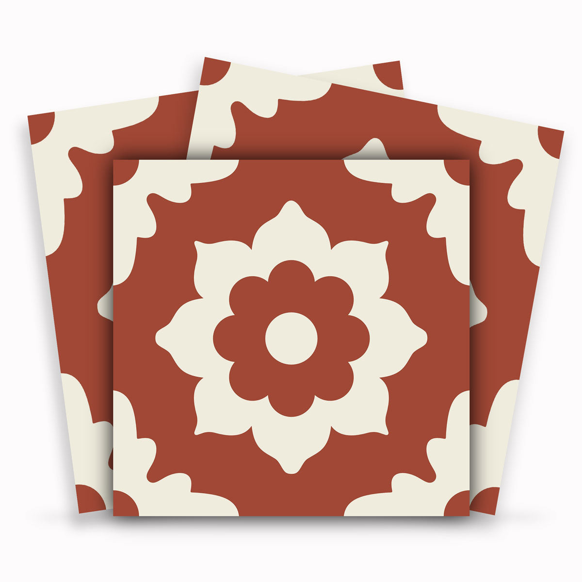 Moroccan Encaustic Terracotta Peel and Stick Floor Tile Stickers | Kitchen, Bathroom Backsplash | Removable | Free Shipping