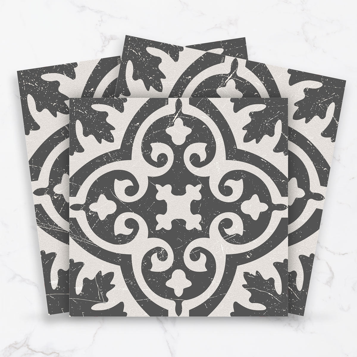 Elegance Vintage Floral Tile Stickers | Antiskid Floor Tile Vinyl | Peel and Stick Kitchen Bathroom Wall Tile Vinyl Decals