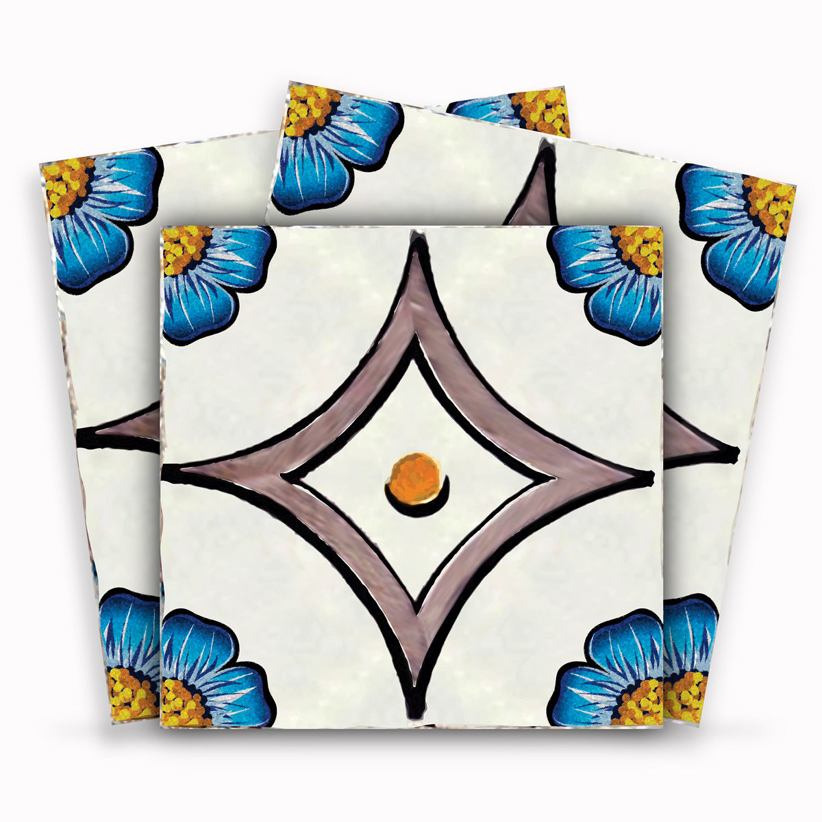 Peel and Stick Hand Crafted Floral Wall Tile Decals | Bathroom Kitchen Floor Tiles Stickers | Removable & Waterproof | Easy to Apply