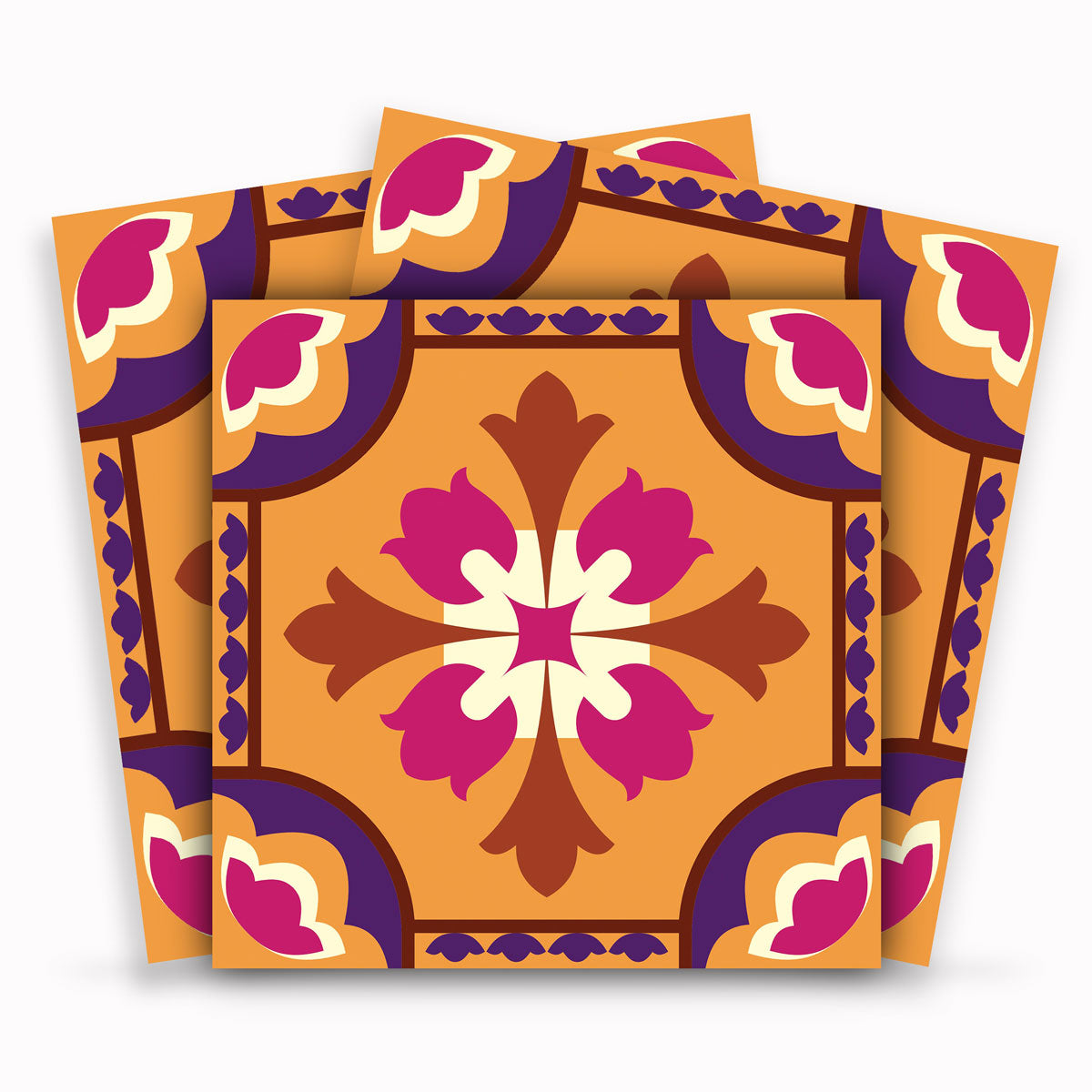 Vintage Talavera Floor Tile Stickers | Peel and Stick Kitchen Backsplash Tile Vinyl Decals | Waterproof | Free Shipping