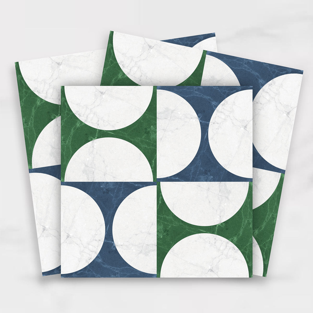 Marble Semicircle Duo Tile Stickers | Peel and Stick Kitchen, Bathroom, Wall Backsplash Tile Vinyl | Antiskid Floor Tile Stickers