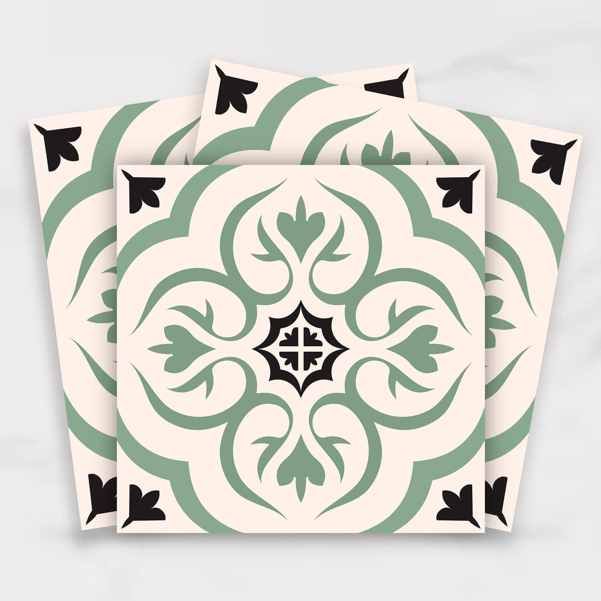 Peel and Stick Olive Arabesque Tile Vinyl Decals | Kitchen Bathroom, Wall Backsplash Tile Stickers | Antiskid Floor Tile Vinyl