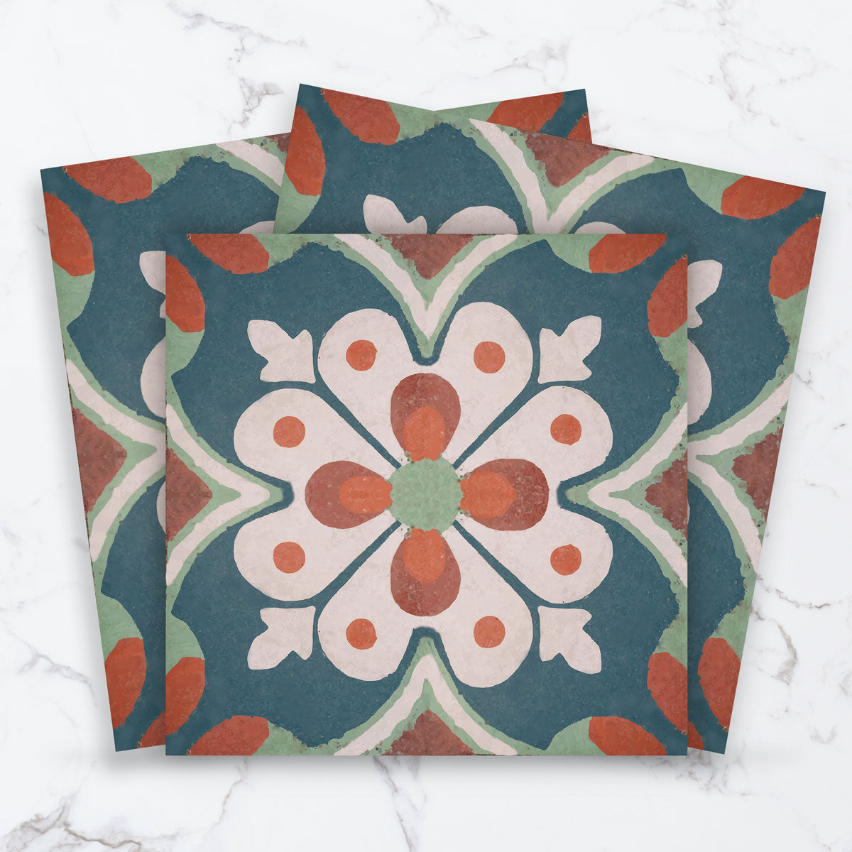 Old Hand Crafted Peel and Stick Floor Tile Stickers | Backsplash Kitchen, Bathroom, and Wall Tile Vinyl Decals | Removable