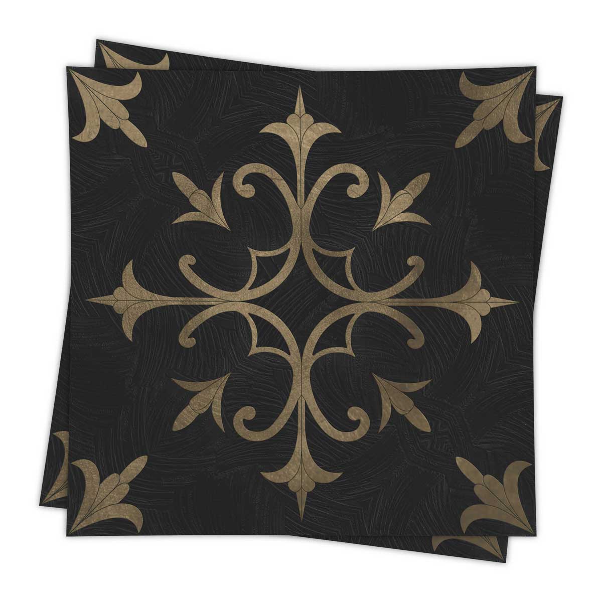 Classic Tarnished Gold Floral Floor Tile Stickers | Handcrafted Tile Decals | Peel and Stick Kitchen, Wall, Bathroom Tile Stickers