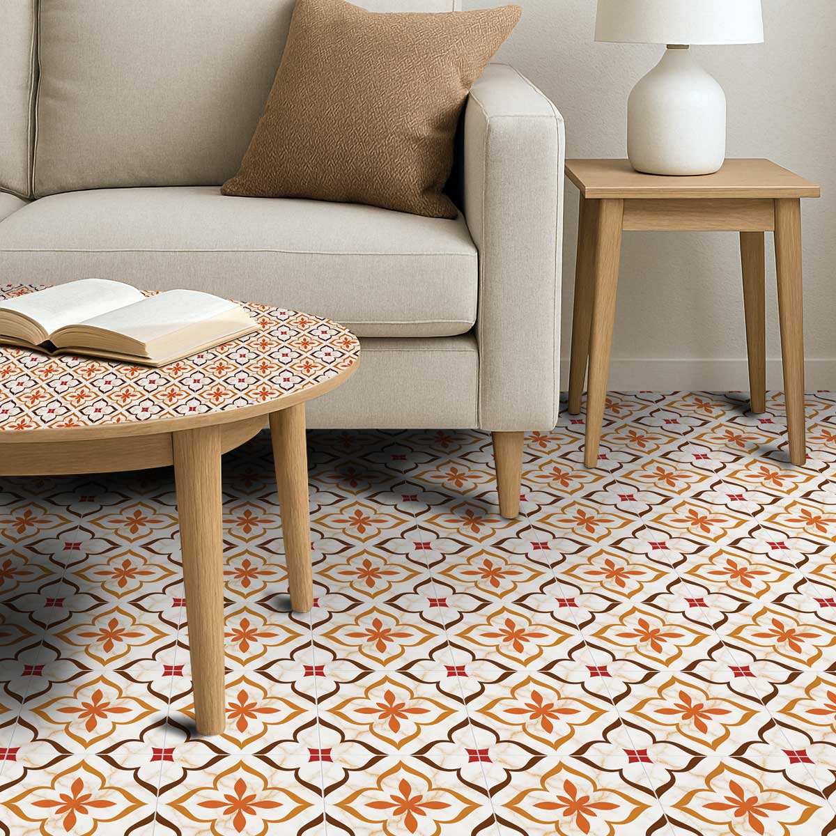 Terracotta Blossom Tile Stickers | Peel and Stick Kitch Bathroom Wall Floor Tile Vinyl Decals | Removable | Free Shipping