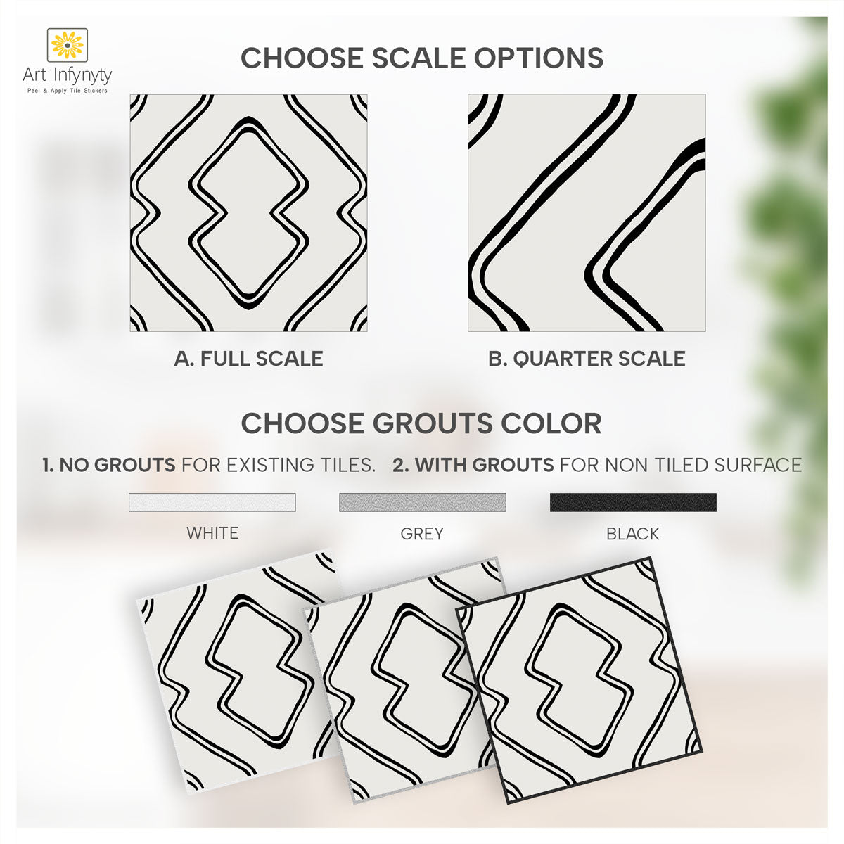 Wavy Echo Tile Stickers | Kitchen, Bathroom, Wall Backsplash Tile vinyl Decals | Antiskid Floor Tile Stickers | Free shipping