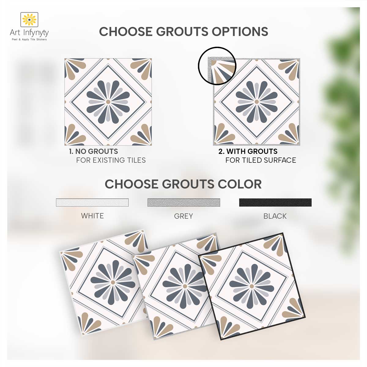 Elegant Arabic Peel and Stick Tile Stickers | Antiskid Floor Tile Vinyl | Bathroom, Wall, Kitchen Backsplash Tile Decals | Free Shipping