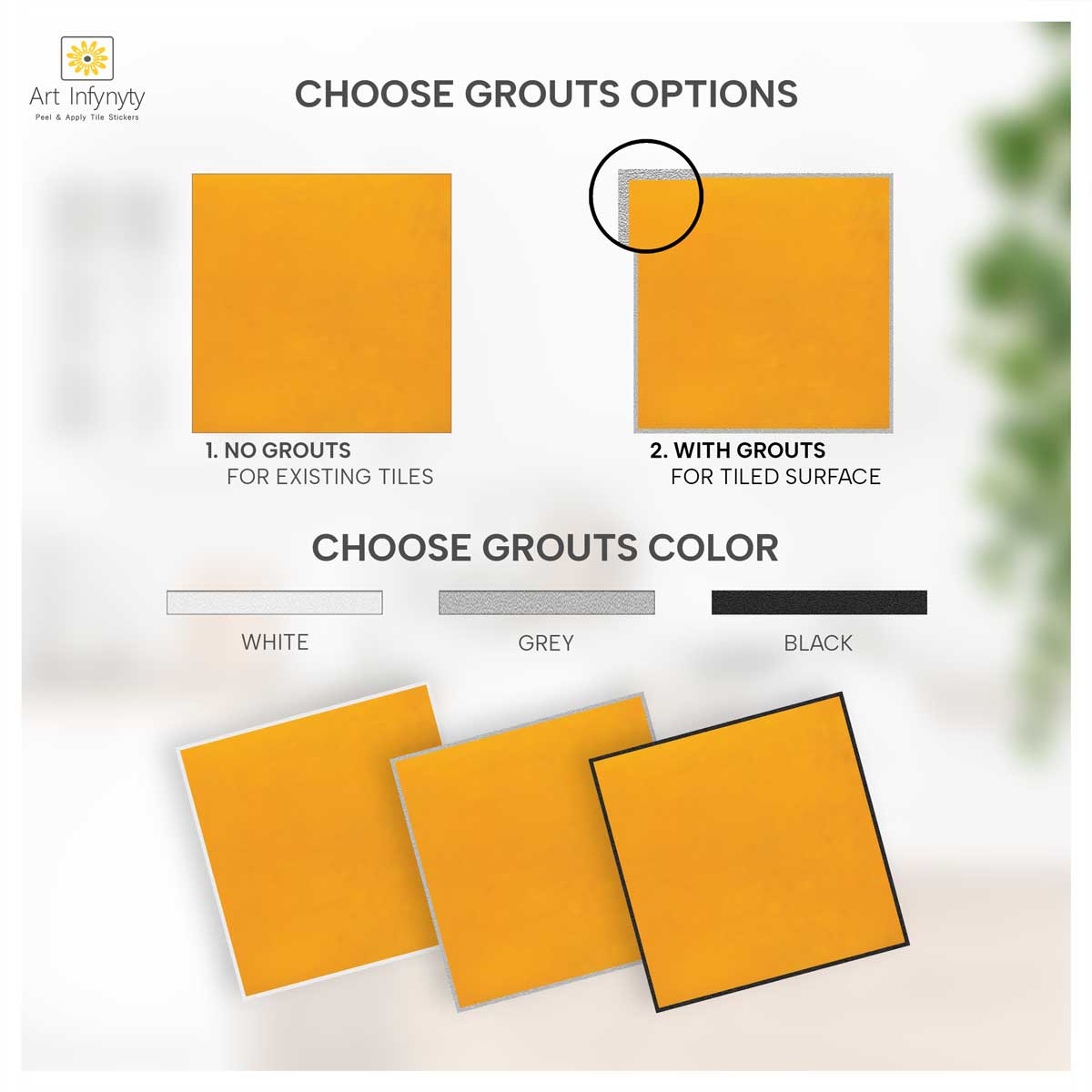 Golden Yellow Backsplash Tile Stickers | Peel and Stick Kitchen Bathroom Wall Hand Crafted Floor Decals | Removable