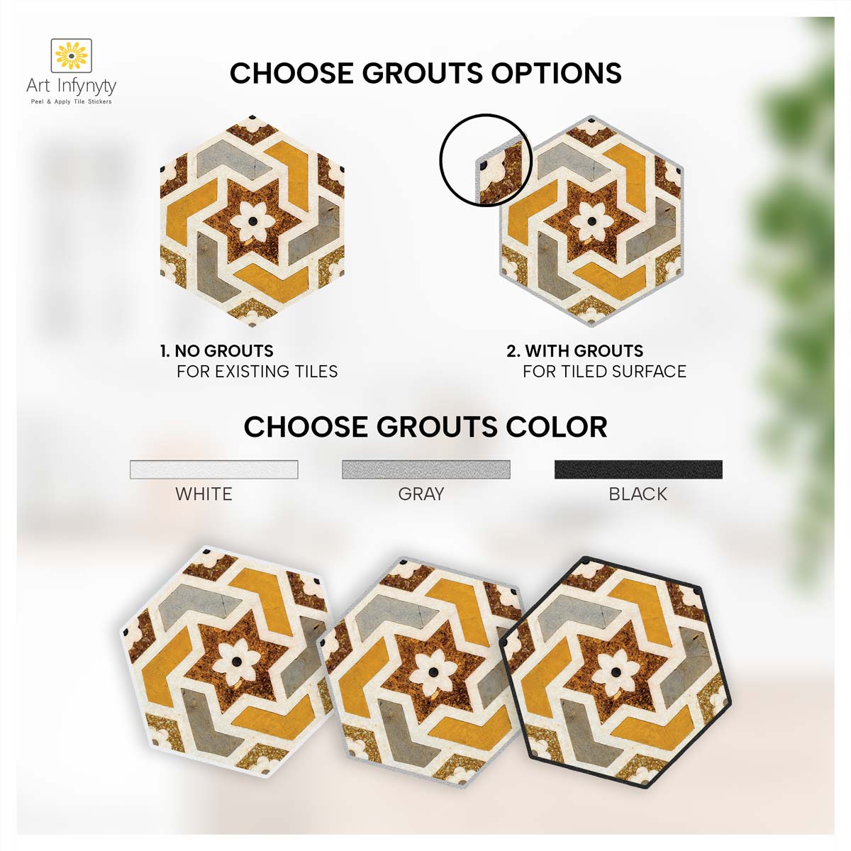 Colorfull Mosaic Star Hexagon Tile Stickers | Peel and Stick Kitchen Bathroom Backsplash Carrelage Vinyl Decals | Removable