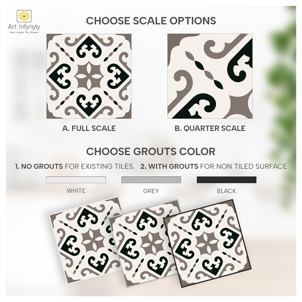 Derby Grey Porcelain Kitchen Tiles Stickers | Waterproof | Peel and Stick Kitchen, Bathrooms Tile Vinyl Decals | Free Shipping