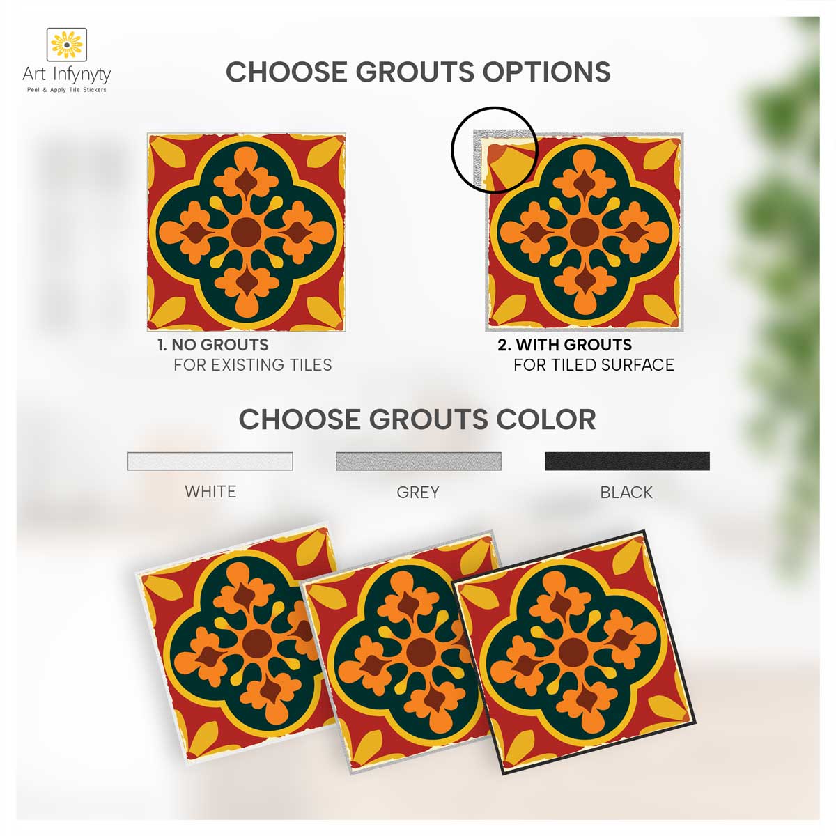 Fiesta-Inspired Tile Vinyl Decals | Retro Kitchen Wall & Bathroom Peel and Stick Vinyl Stickers | Antiskid Floor Tile Stickers