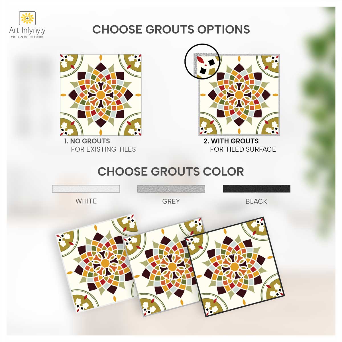 Vintage Festive Tile Stickers | Kitchen, Bathroom, Wall and Floor Tile Decals | Backsplash Tile Decals | Free Shipping