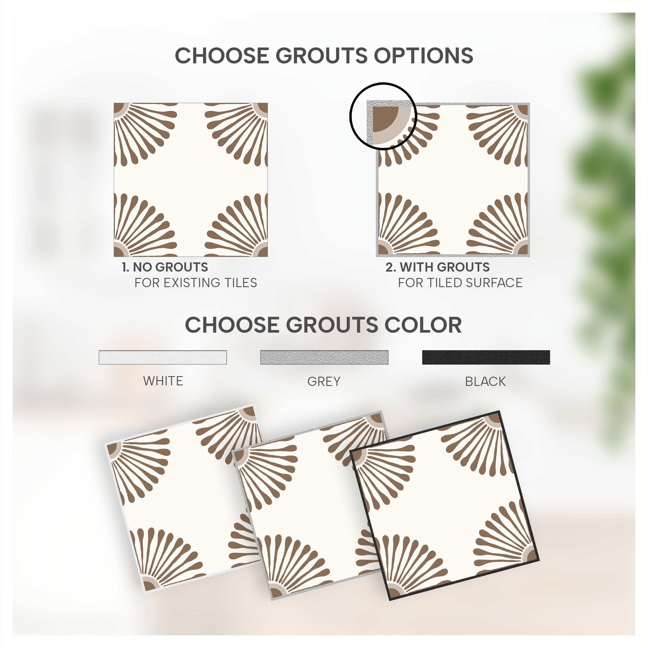 ANEJO EMMELINE Neutral Brown Floor Tile Stickers: Peel and Stick Decals Backsplash for Kitchen, Bathroom & Walls | Easy to Apply