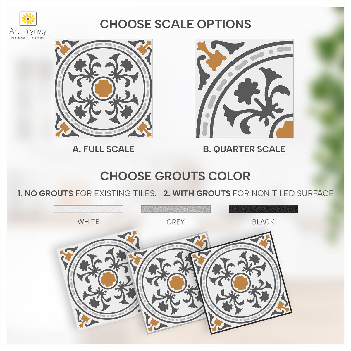 Elagent Peel and Stick Tile Stickers | Classic Tile vinyl for Kitchen, Bathroom, Wall and Floor | Easy to Apply | Removable