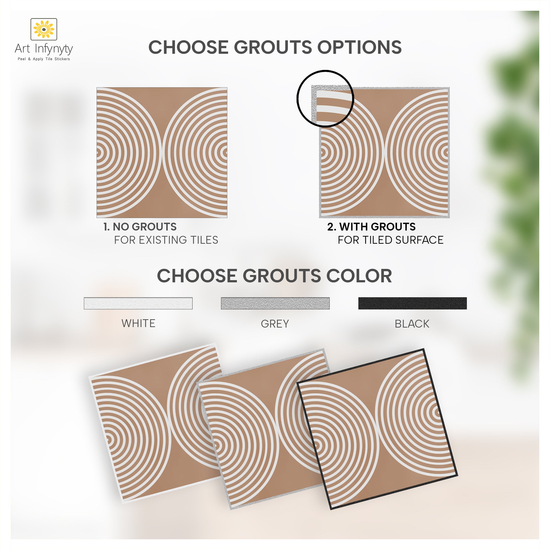 Dual Orbit Desert Beige Tile Stickers | Peel and Stick Kitchen, Bathroom, Wall Tile Vinyl | Antiskid Floor Tile Stickers | Removable