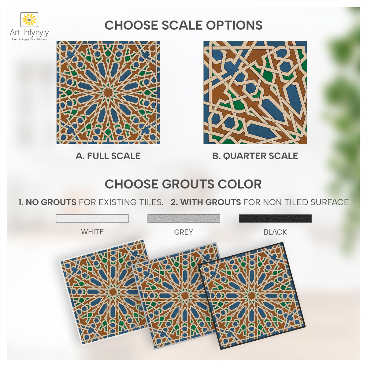 Star Arabesque Tile Sticker Tile Stickers | Wall, Floor, Kitchen, Bathroom & Backsplash Tile Decal | Waterproof Easy to Remove