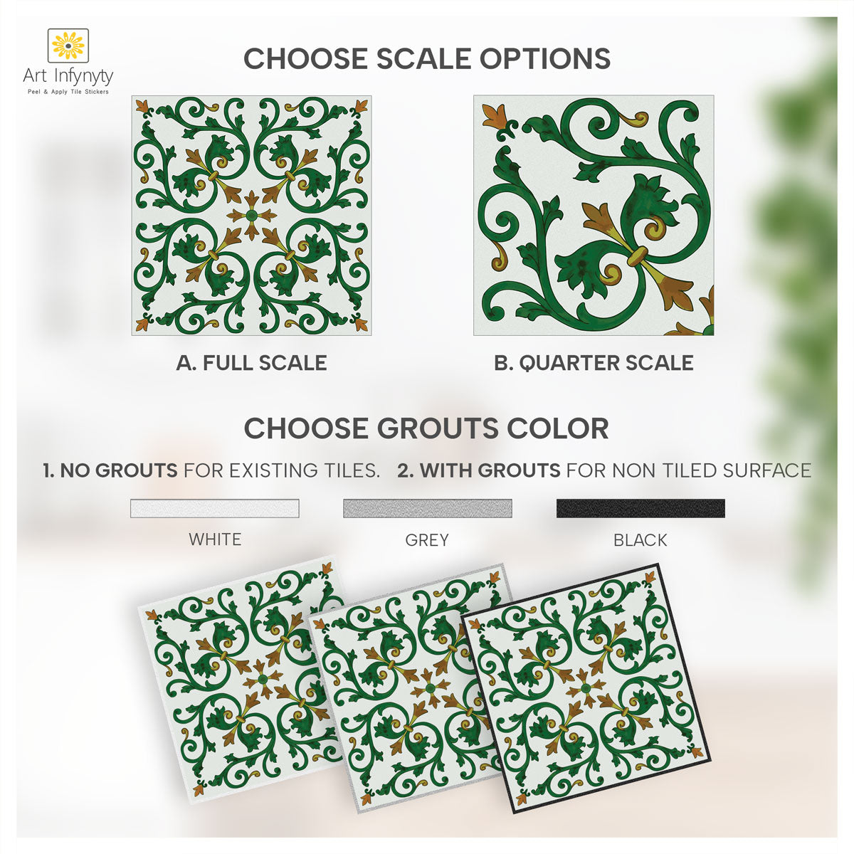 Peel and Stick Hand Crafted Tile Stickers | Backsplalsh Tile Vinyl for Kitchen Bathroom and Wall  | Antiskid | Easy to Apply