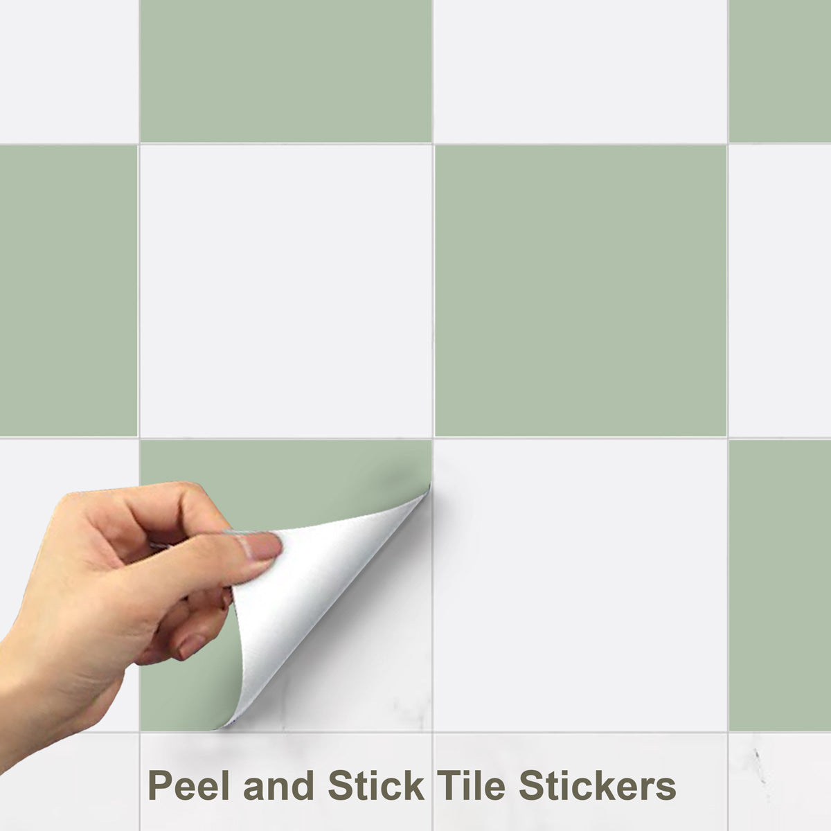 Teresa's Green and Light White Floor Tile Stickers | Peel and Stick Kitchen, Wall, Bathroom, Tile Vinyl | Antiskid Floor Tile Stickers