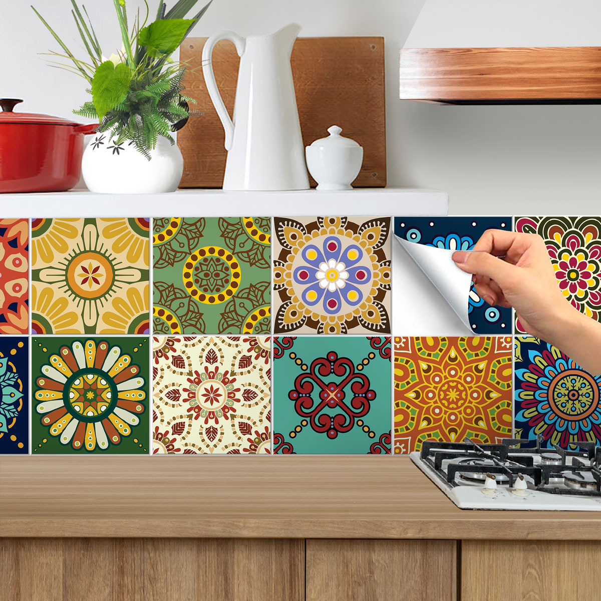 Colorful Mexican Talavera Peel and Stick Tile Stickers | Kitchen Bathroom Wall Backsplash Tile Vinyl | Removable | Free Shipping