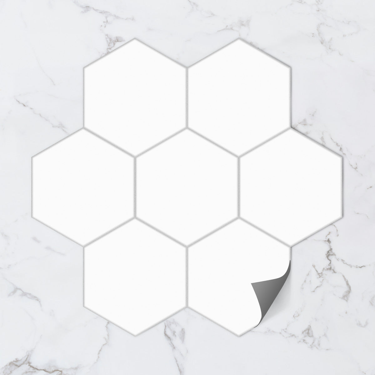 White Peel and Stick Hexagon Tile Stickers | Kitchen, Bathroom, Backsplash Decal, Waterproof Tile Decals | Free Shipping