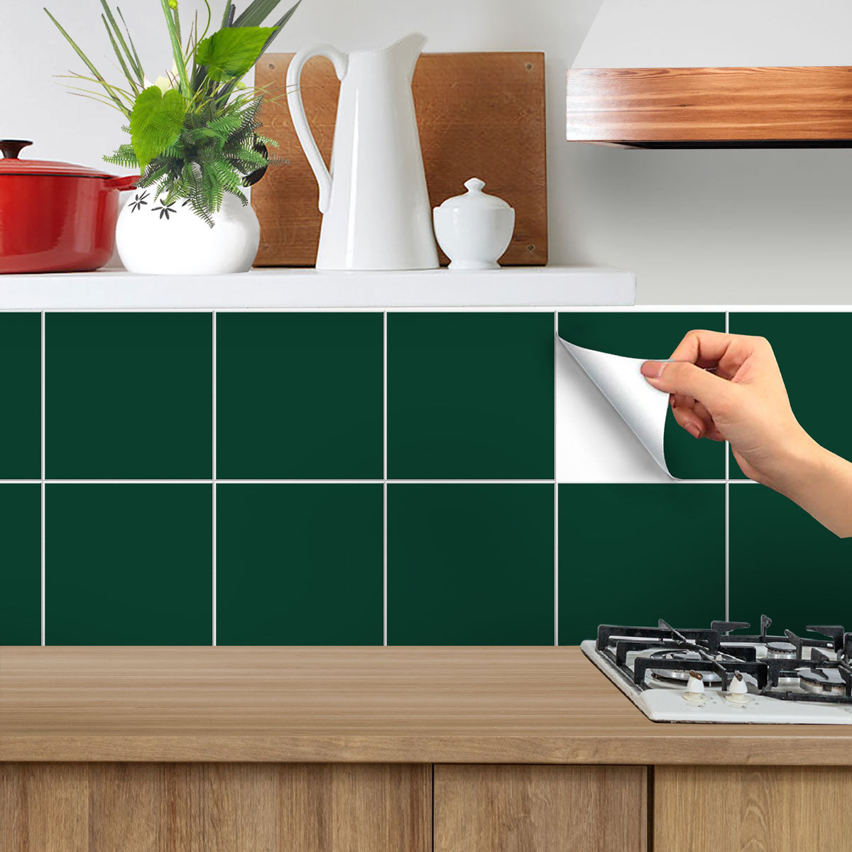 Peel and Stick Green Floor Tile Stickers | Bathroom Kitchen Backsplash Tile Vinyl | Antiskid Floor Tile Stickers | Free Shipping