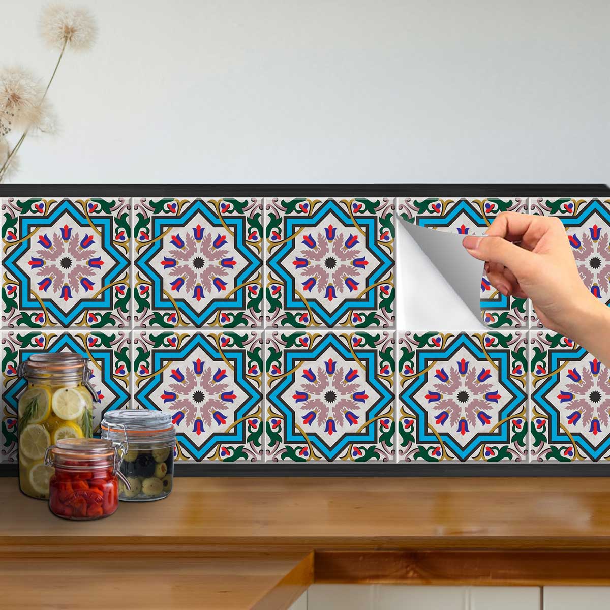 Classic Celestial Tulip Tile Stickers | Hand Crafted Decal | Kitchen Bathroom Wall Floor Tile Stickers | Removable | Free Shipping