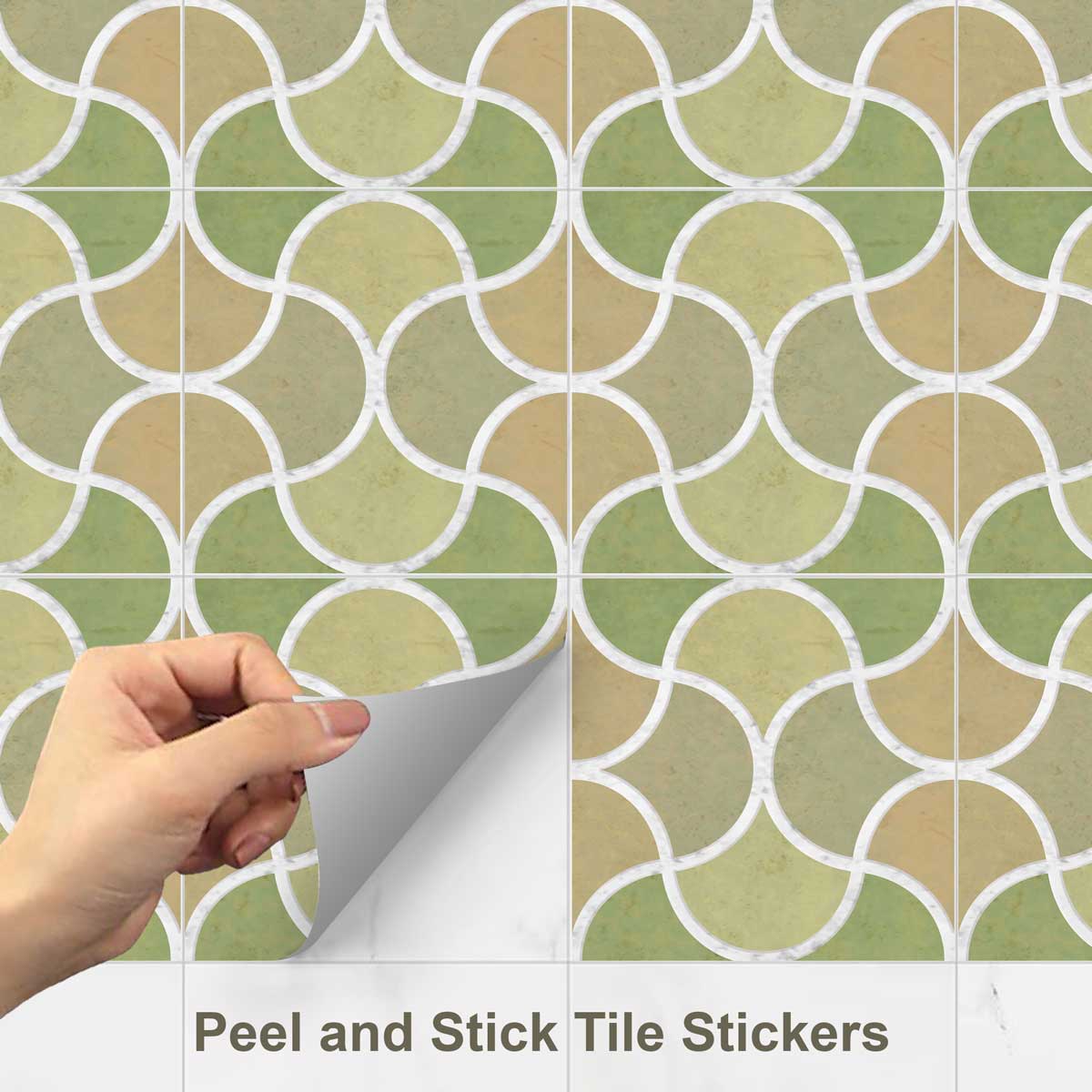 Elegant Moroccan Wave Tile Sticker | Peel and Stick Kitchen Bathroom Wall Backsplash Tile Decals | Antiskid Floor Tile Sticker