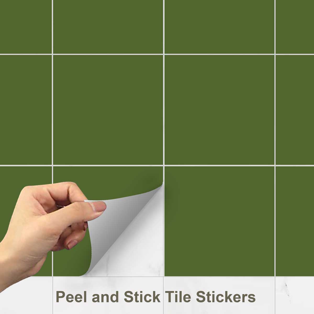 Solid Olive Tile Stickers | Peel and Stick Kitchen, Bathroom and Wall Tile Decals | Antiskid Floor Tile Stickers | Free Shipping
