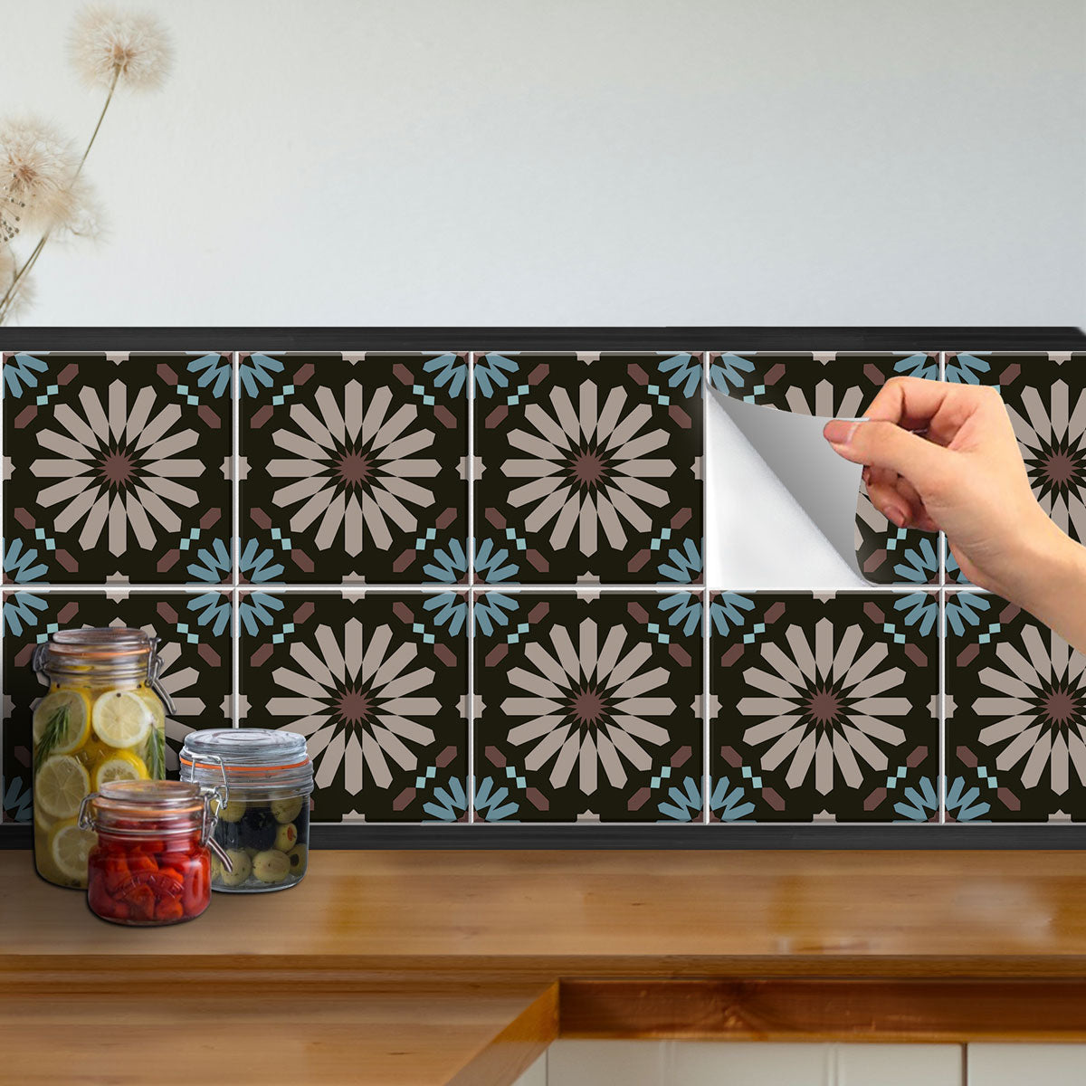 Moroccan Floral Tile Vinyl Decals | Kitchen, Backsplash, Floor & Wall Peel and Stick Tile Stickers | Removable | Free Shipping