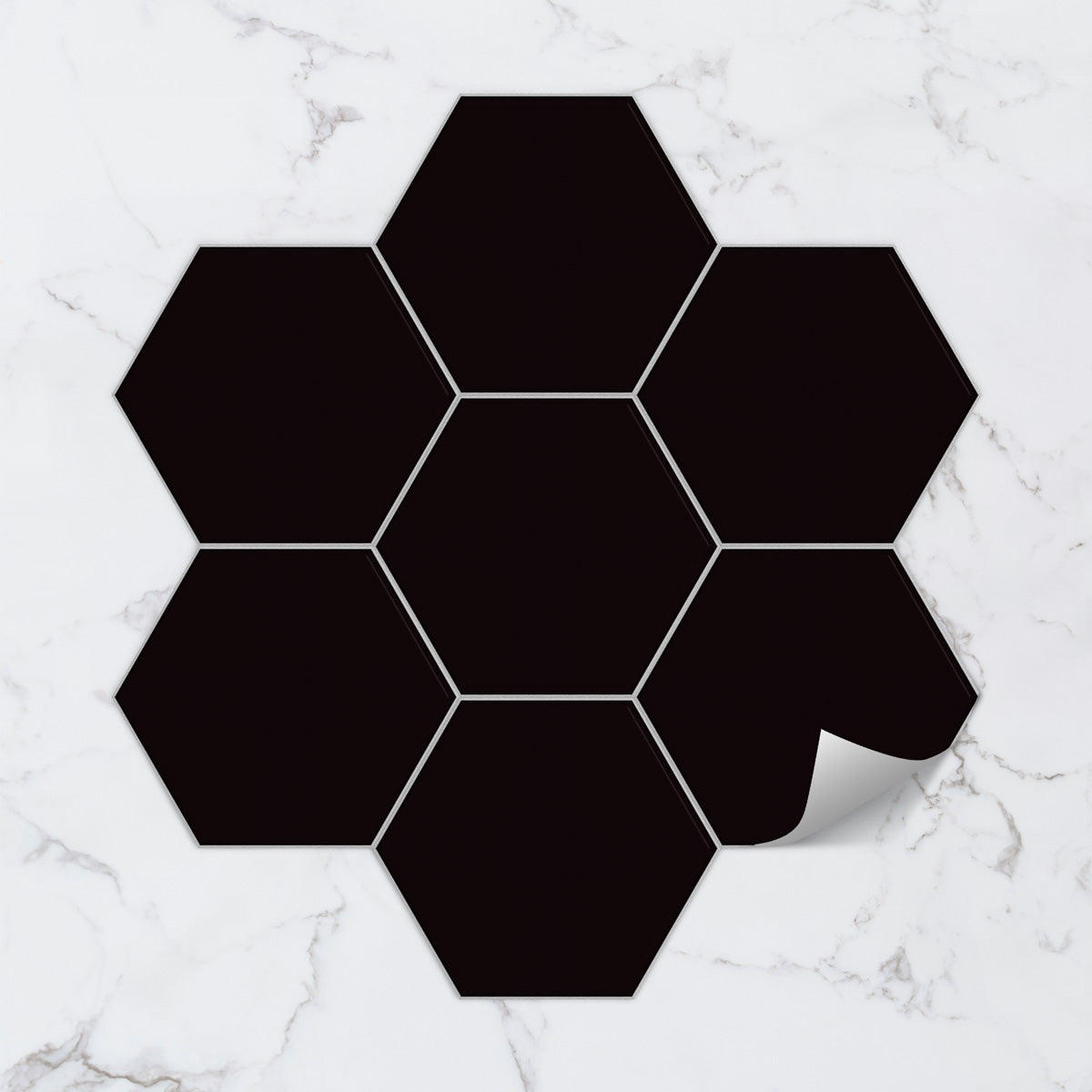 Hexagon Solid Block Peel and Stick Tile Stickers | Antiskid Floor Tile Stickers | Kitchen Bathroom Wall Backsplash Vinyl Decals