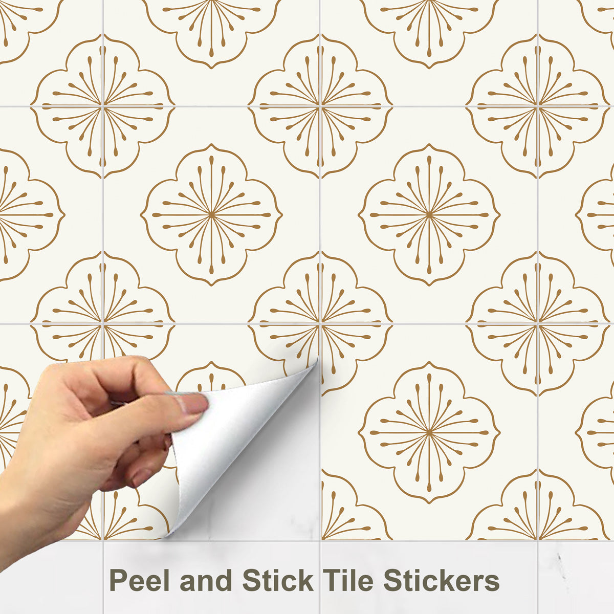 Classic Floral Backsplash Tile Stickers | Peel and Stick Bathroom Kitchen Wall Tile Vinyl Decals | Removable and Waterproof