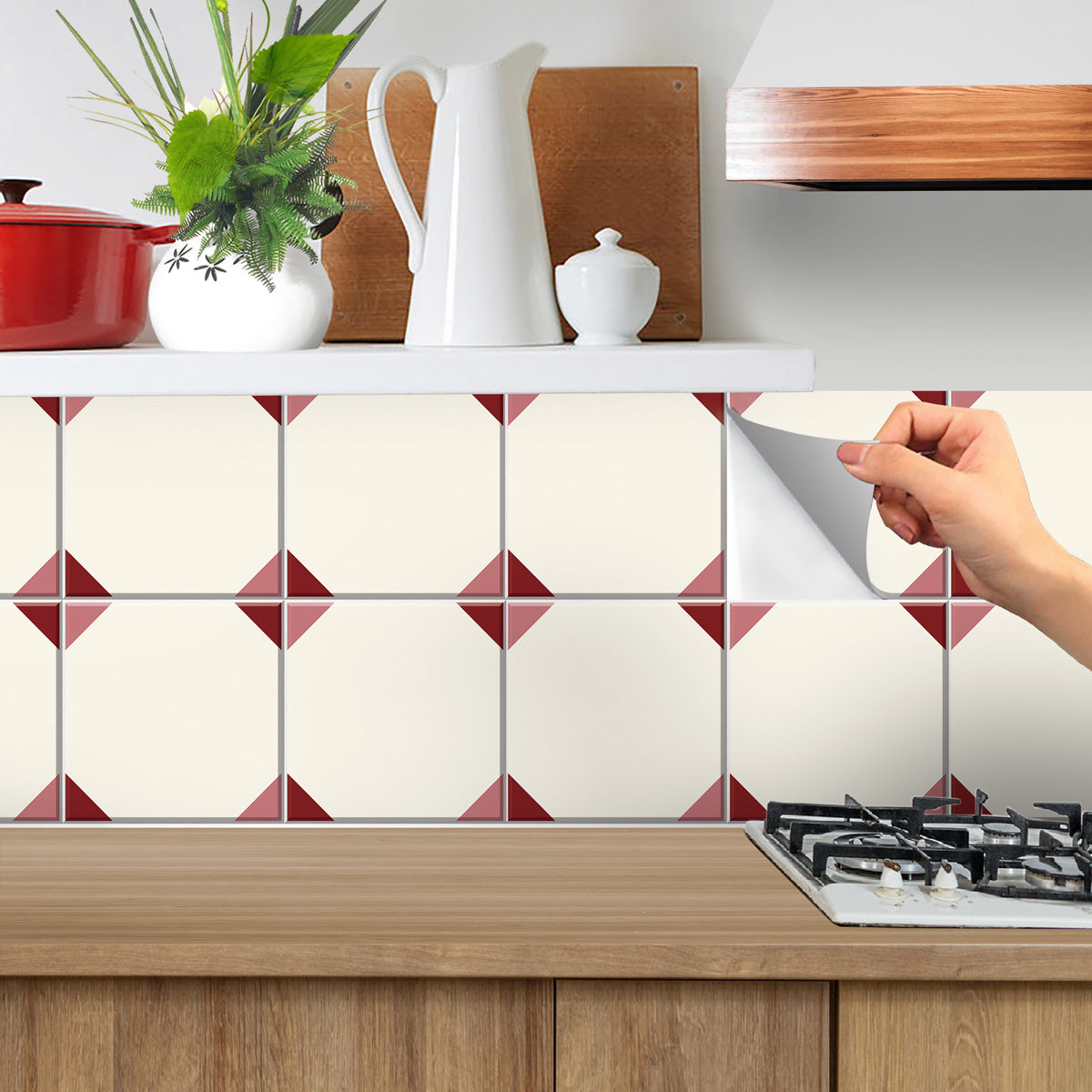 Peel and Stick Olive Arabesque Tile Decals | Removable Tile Vinyl Decals for Kitchen Bathroom & Wall | Antiskid Floor Tile Stickers