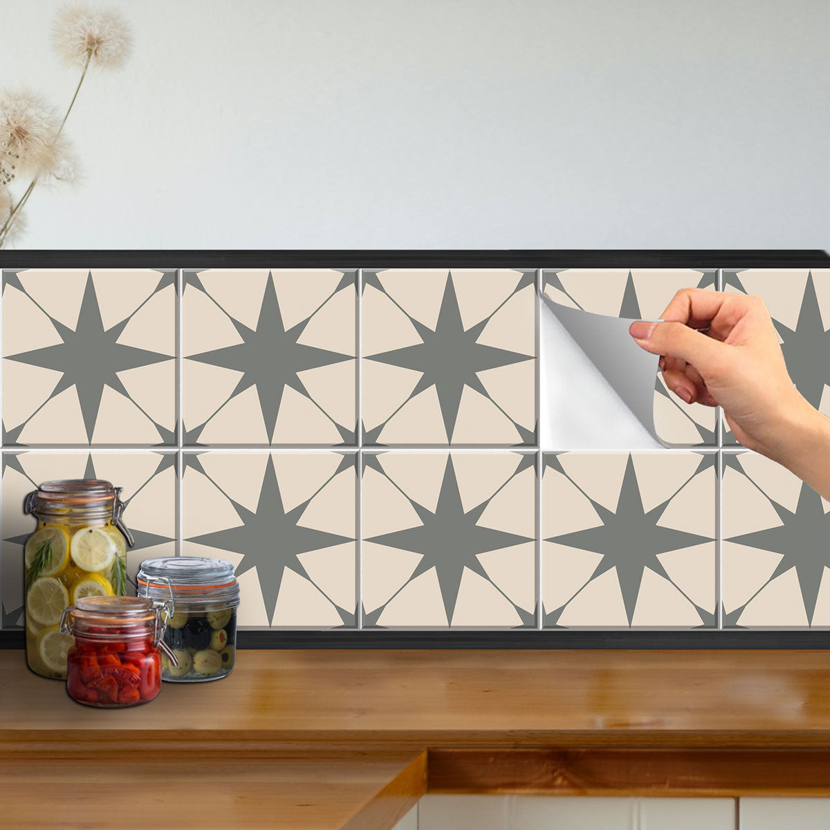 Kitchen Backsplash Tile Stickers | Peel and Stick Kitchen, Bathroom Wall Tile Decals | Antiskid Floor Tile Stickers | Removable